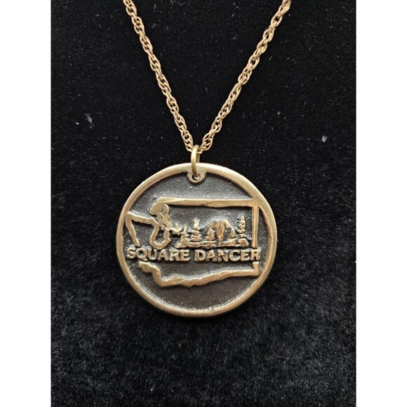 Vintage National Square Dance Convention Necklace Pendant Washington State 1987 - Picture 1 of 8